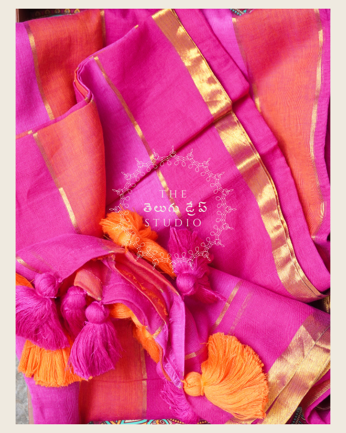 Gulabi Pink Mul Saree