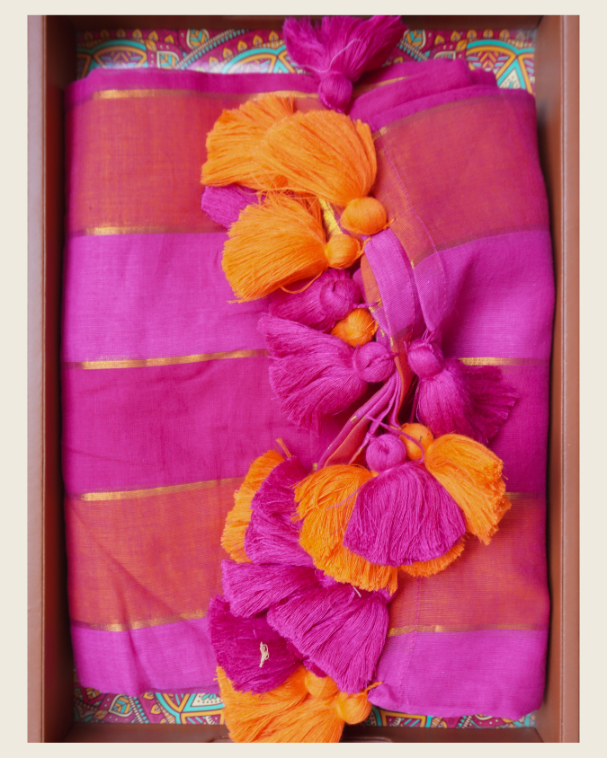 Gulabi Pink Mul Saree