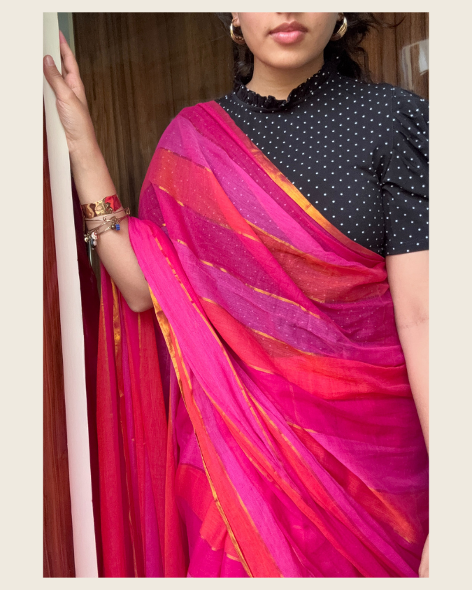 Gulabi Pink Mul Saree