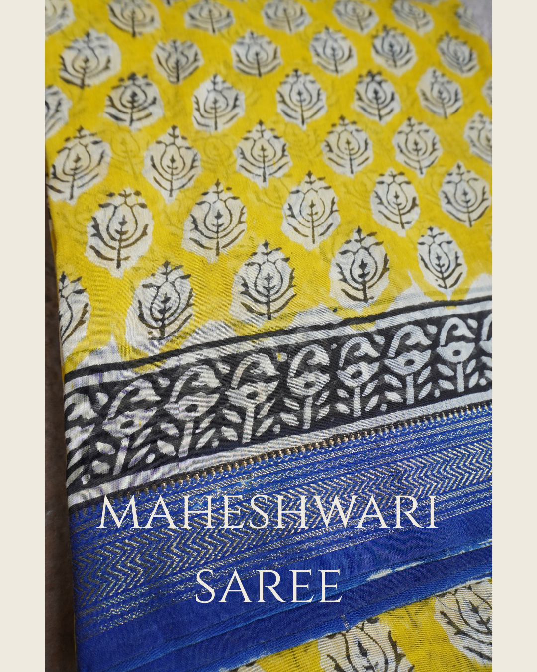 Yellow Maheshwari Saree