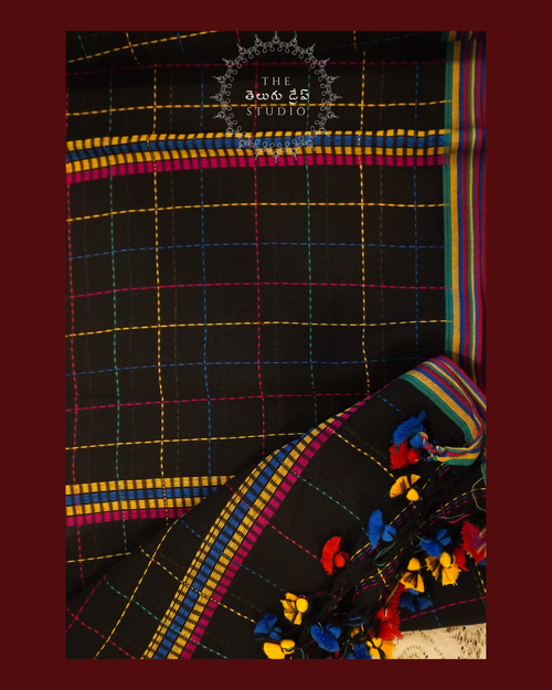 Kantha Black Saree